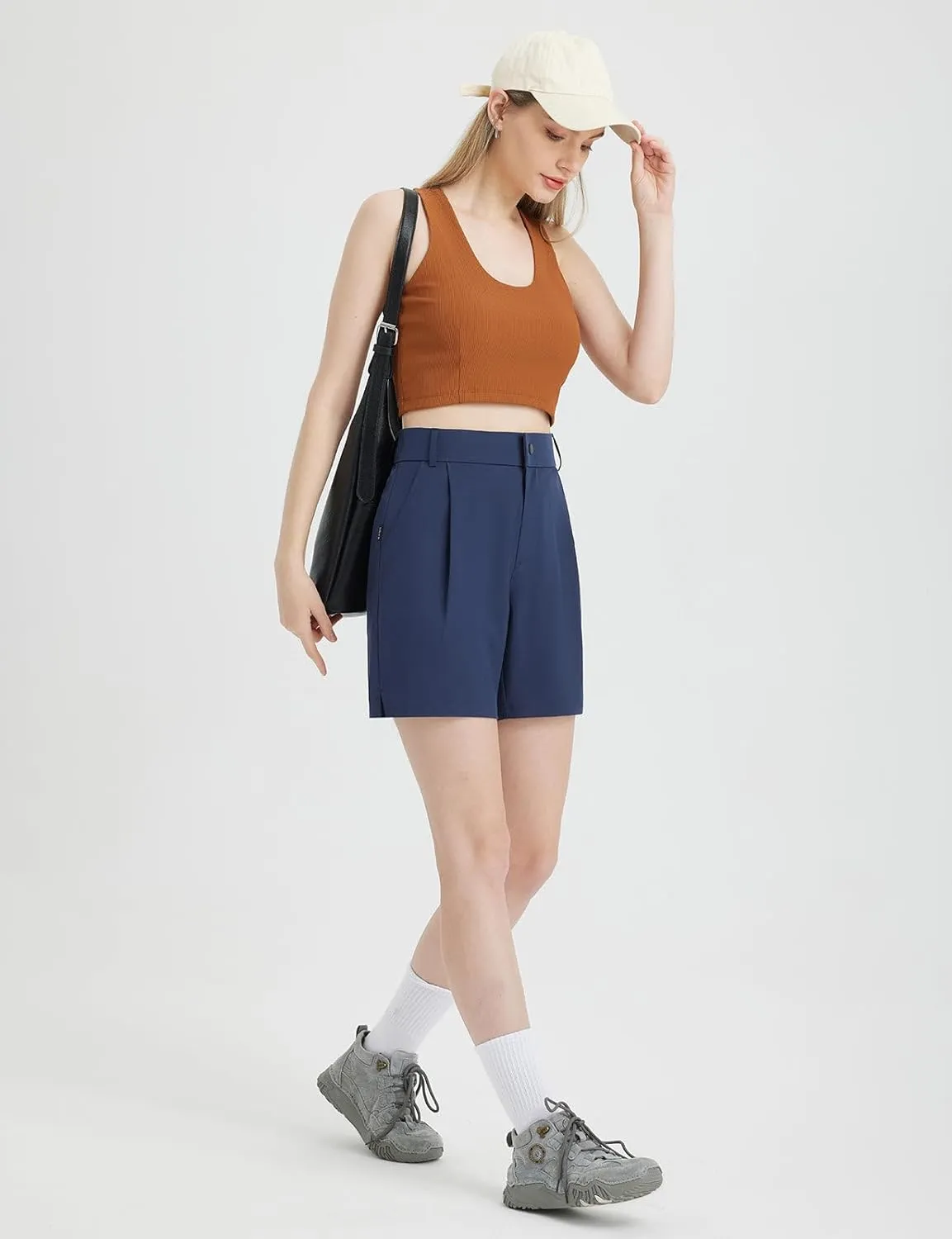 baleaf Women's 6" Golf Shorts Stretch Pleated Work Short for Hiking Quick Dry Dressy Casual Summer UPF50 