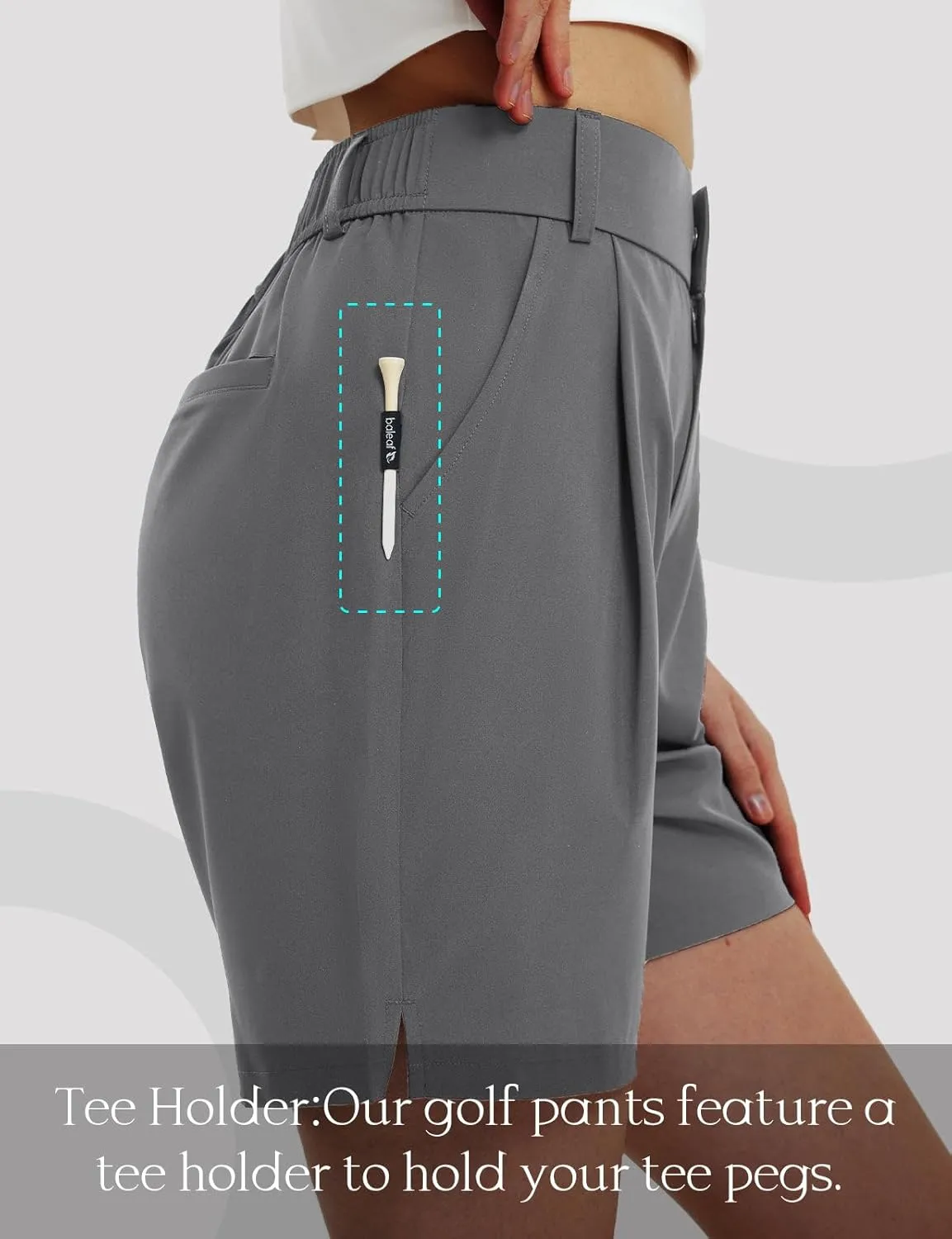 baleaf Women's 6" Golf Shorts Stretch Pleated Work Short for Hiking Quick Dry Dressy Casual Summer UPF50 