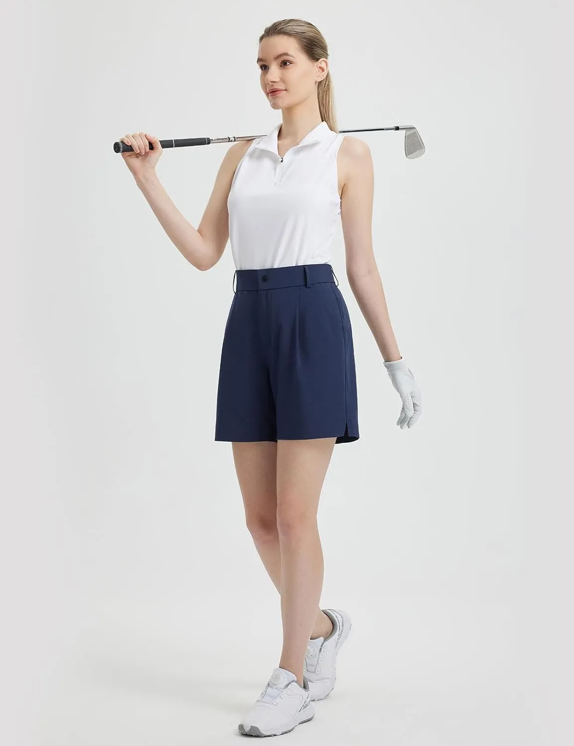 baleaf Women's 6" Golf Shorts Stretch Pleated Work Short for Hiking Quick Dry Dressy Casual Summer UPF50 