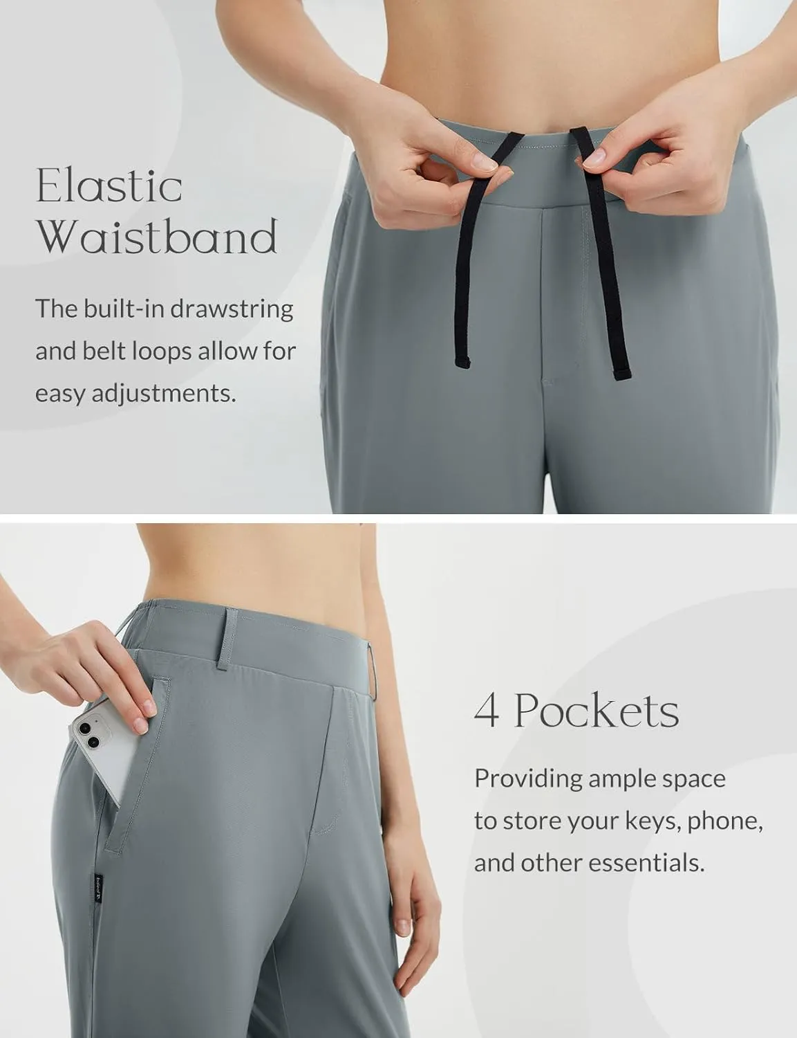 baleaf Women's Golf Pants with Belt Loops Zipper Pockets Stretch Travel Work Bussiness Dressy Casual Slacks UPF 50 