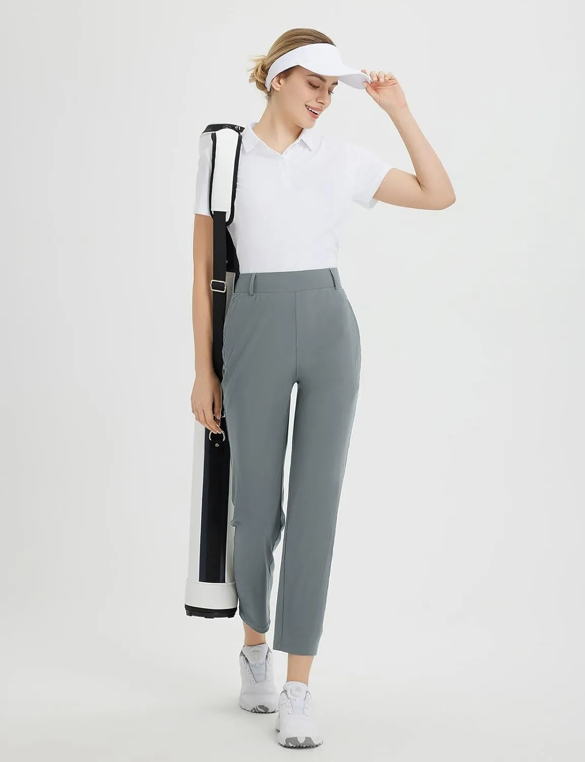 baleaf Women's Golf Pants with Belt Loops Zipper Pockets Stretch Travel Work Bussiness Dressy Casual Slacks UPF 50 
