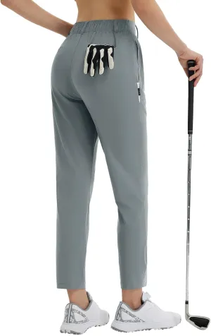 baleaf Women's Golf Pants with Belt Loops Zipper Pockets Stretch Travel Work Bussiness Dressy Casual Slacks UPF 50 
