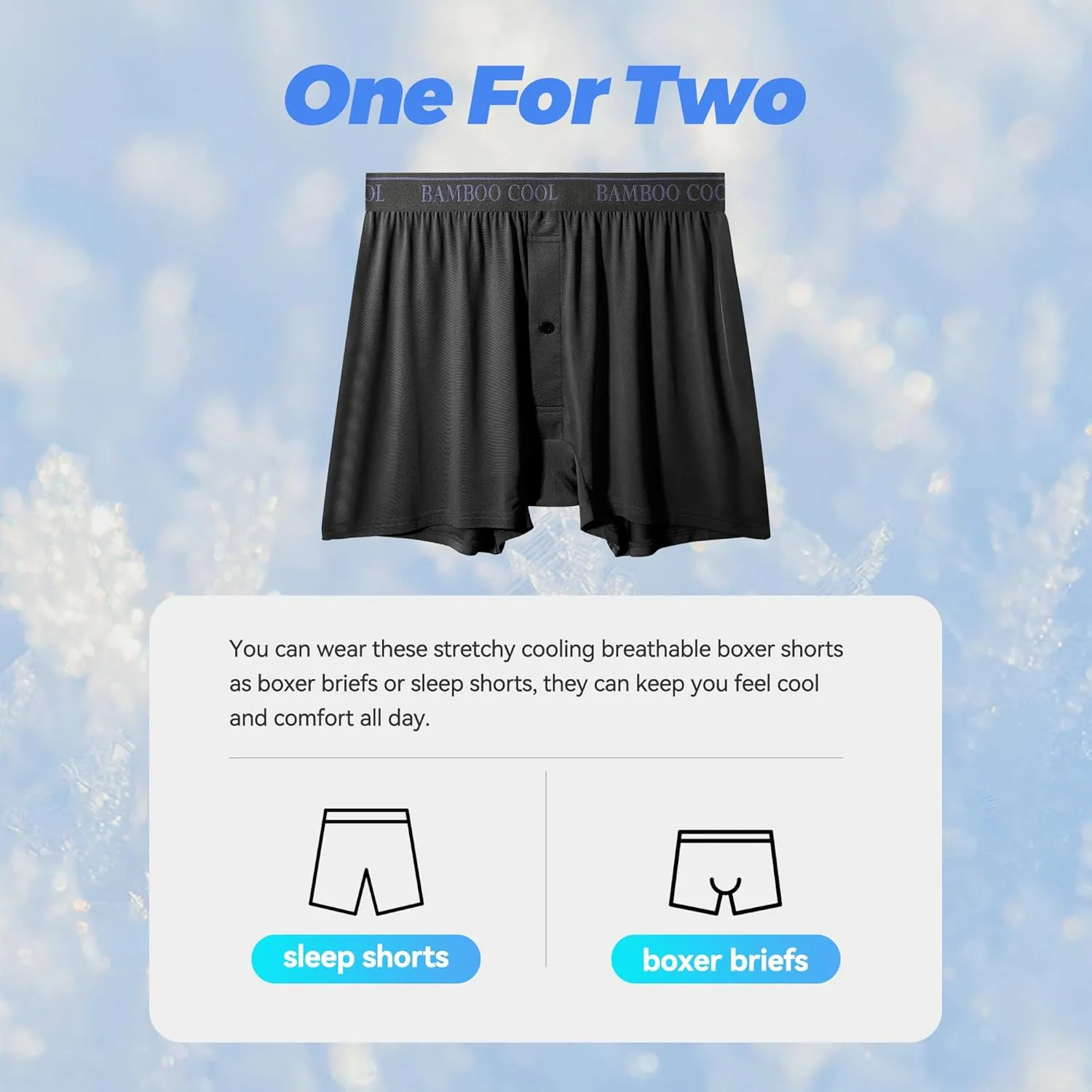 BAMBOO COOL Men's Boxer Shorts Cooling Underwear for men Soft Breathable Boxer Classic Loose Stretch Knit Short 3 Pack
