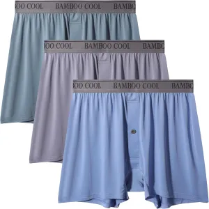 BAMBOO COOL Men's Boxer Shorts Cooling Underwear for men Soft Breathable Boxer Classic Loose Stretch Knit Short 3 Pack