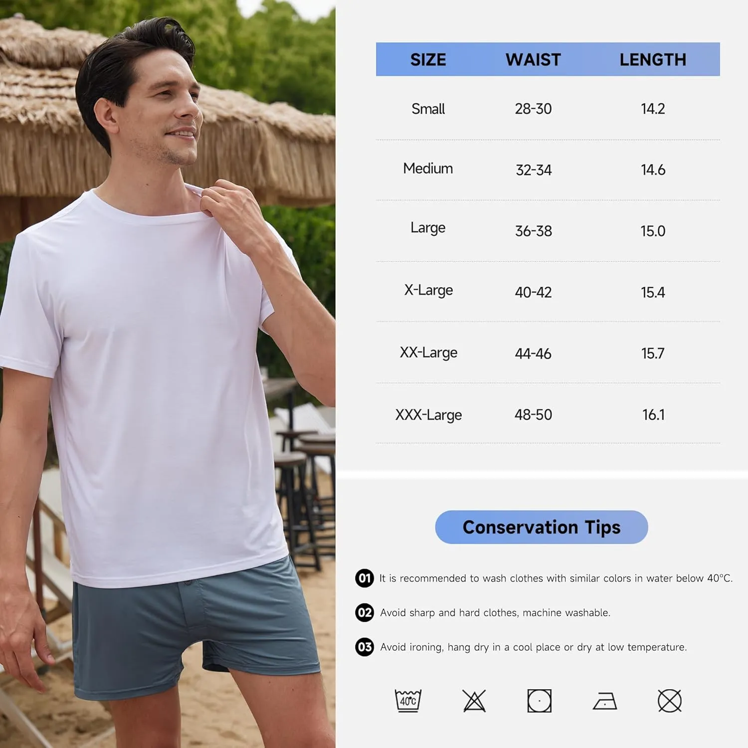 BAMBOO COOL Men's Boxer Shorts Cooling Underwear for men Soft Breathable Boxer Classic Loose Stretch Knit Short 3 Pack