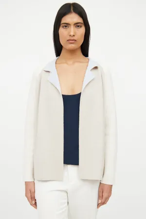 Beige & Blue Cashmere Reversible Knit Cardigan