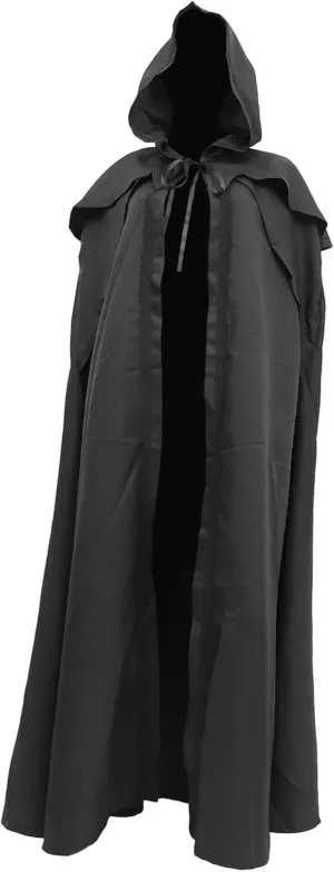 BESPORTBLE Black Cloak for Men Halloween Long Cape Velvet Hooded Perfect for Cosplay Party Birthday