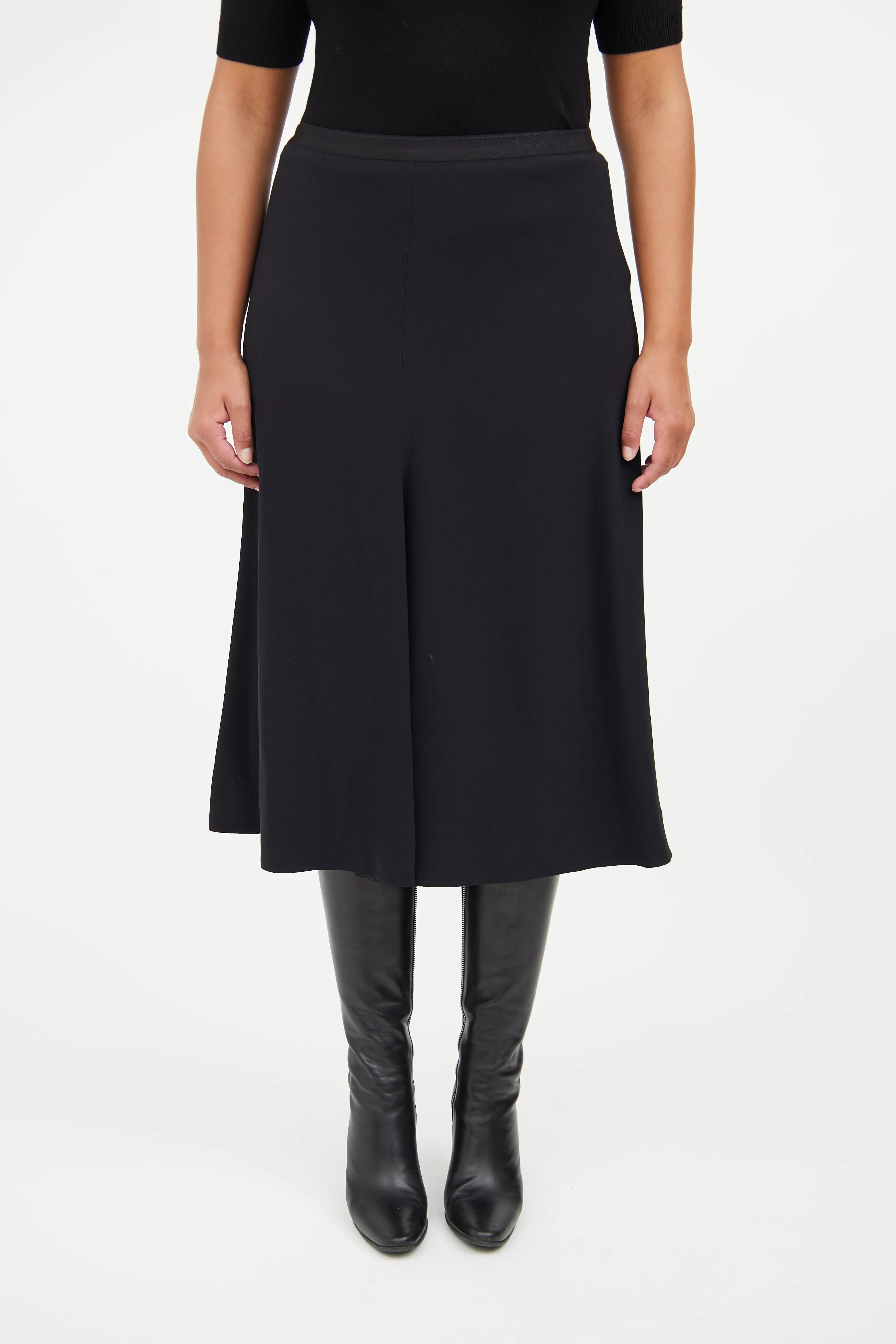 Black A Line Midi Skirt
