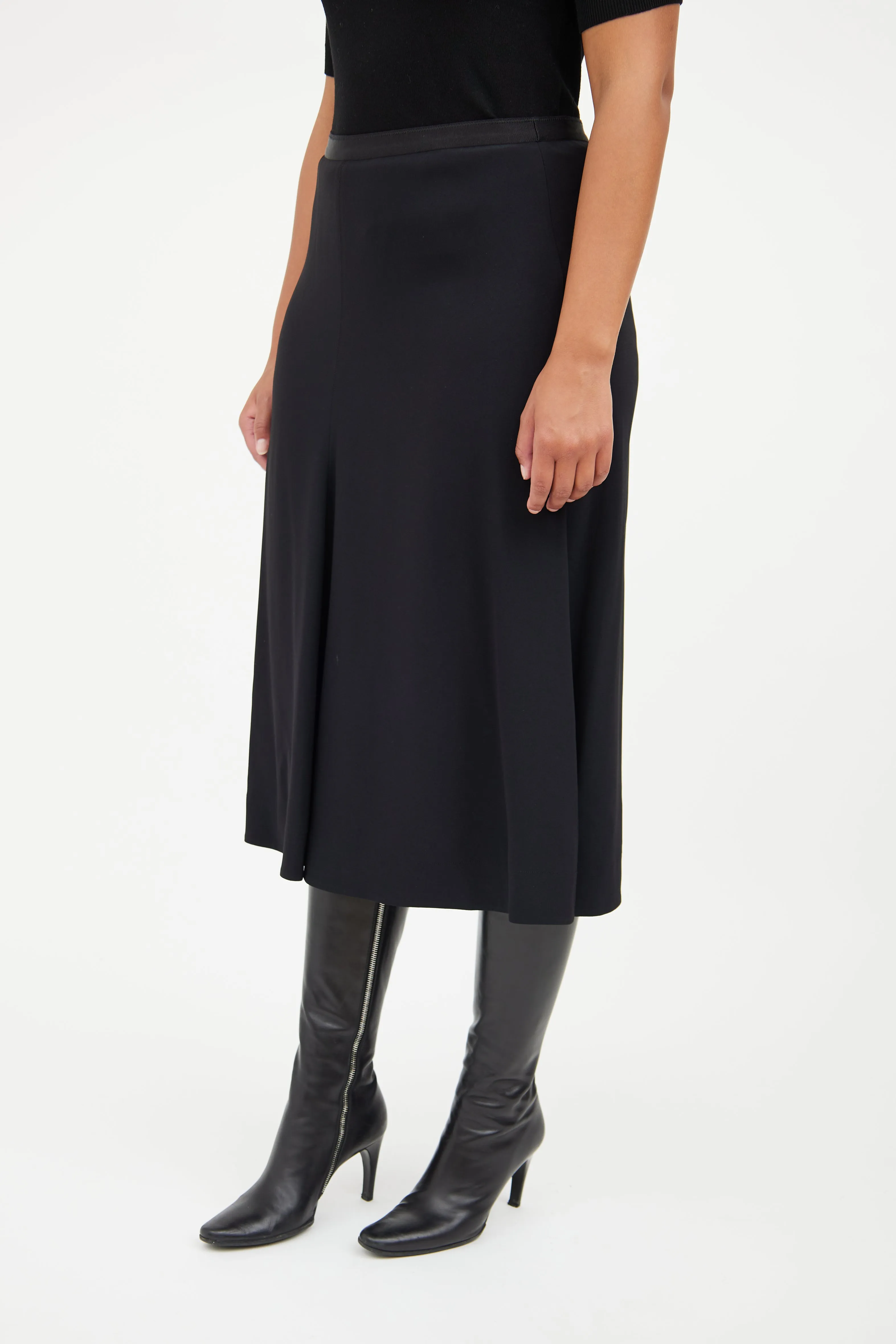 Black A Line Midi Skirt