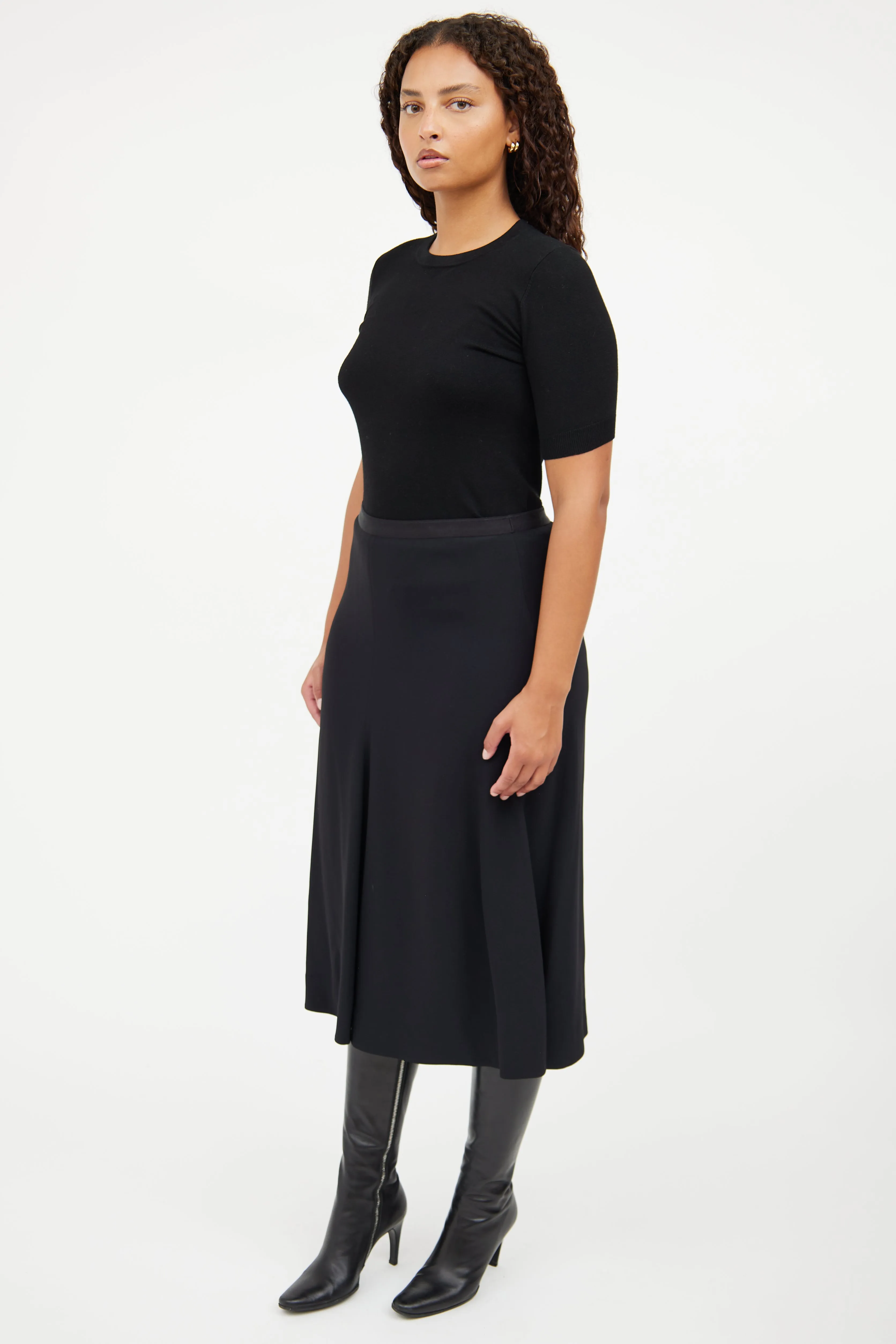 Black A Line Midi Skirt