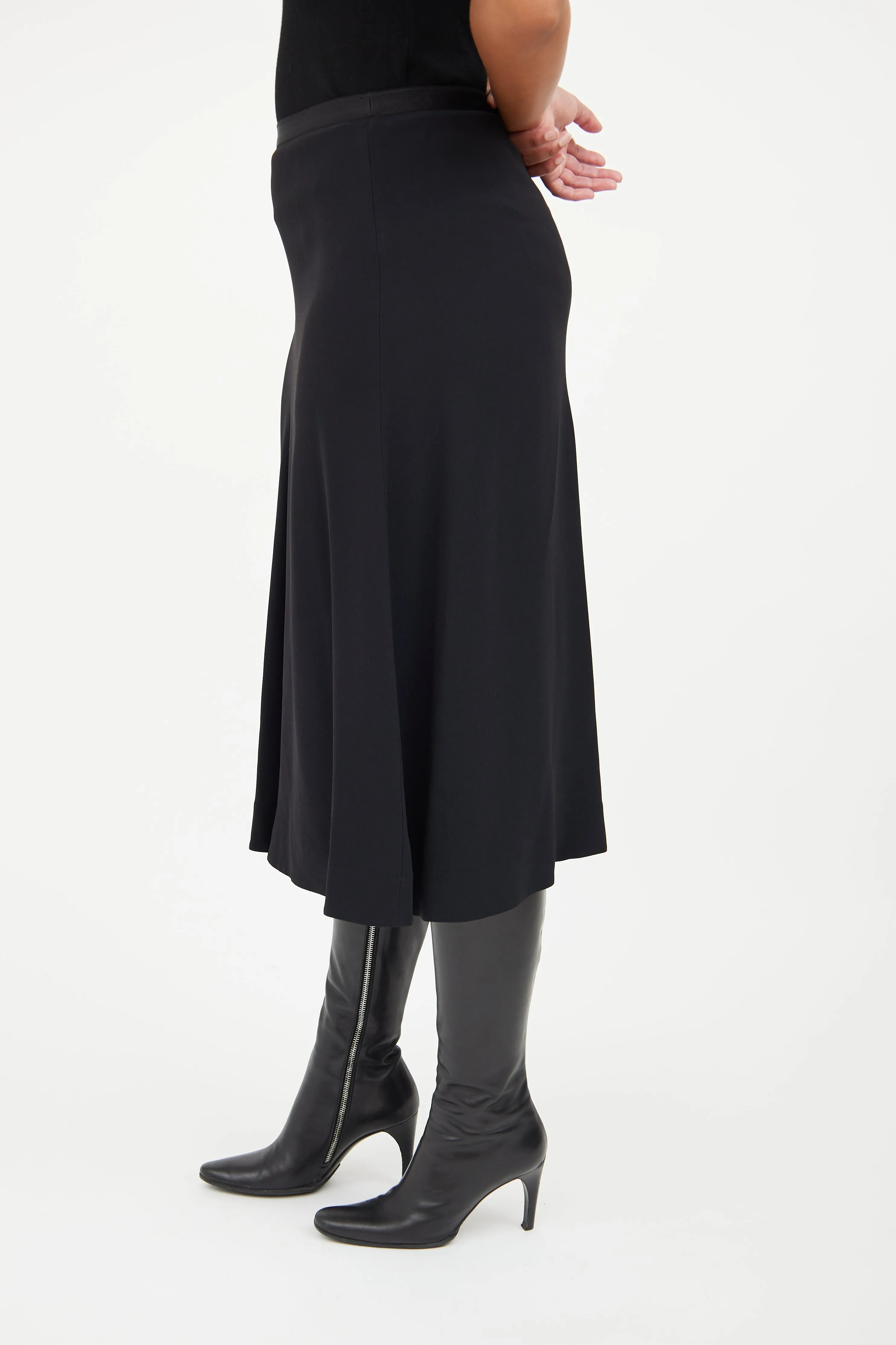 Black A Line Midi Skirt