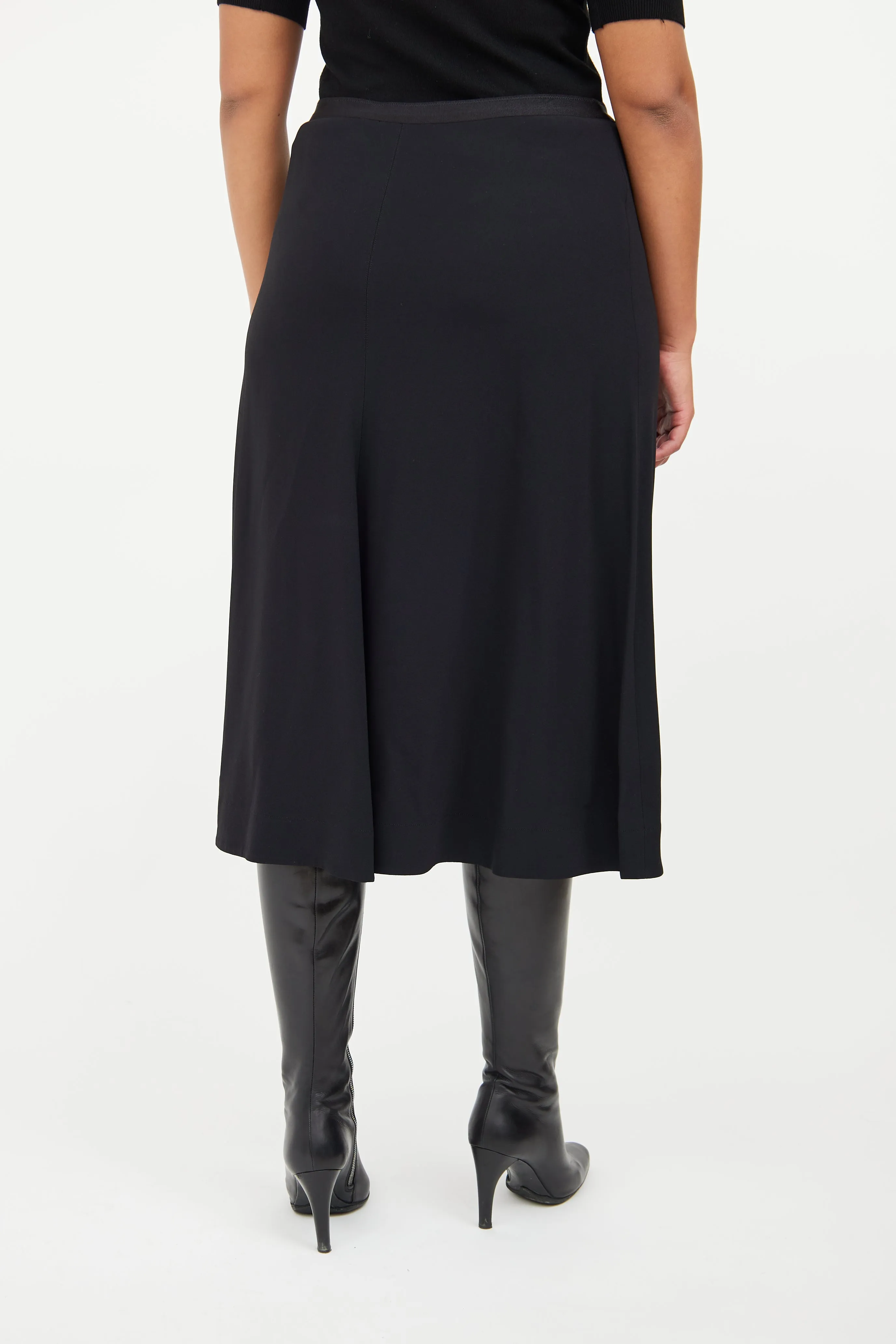 Black A Line Midi Skirt