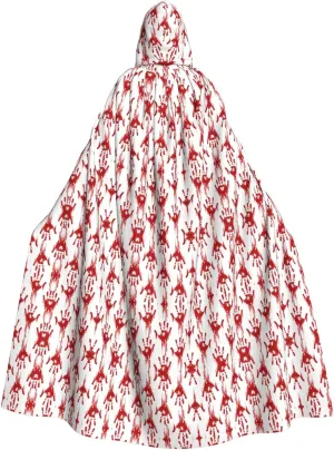Bloody Handprints print Halloween Adult Hooded Cloak Cape for Parties Carnival Cosplay Costumes Stage Decorations