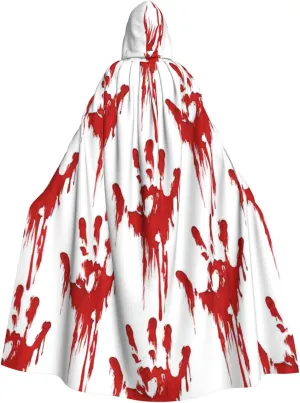 Bloody Handprints print Halloween Adult Hooded Cloak Cape for Parties Carnival Cosplay Costumes Stage Decorations
