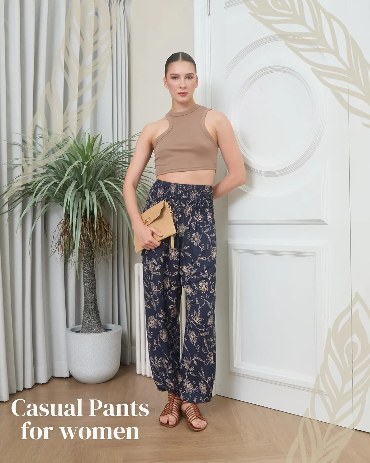 Boho Pants | Harem Pants Women with Pockets | Soft & Breathable Flowy Pajamas | Soft Yoga Pants| Hippie Clothes for Women