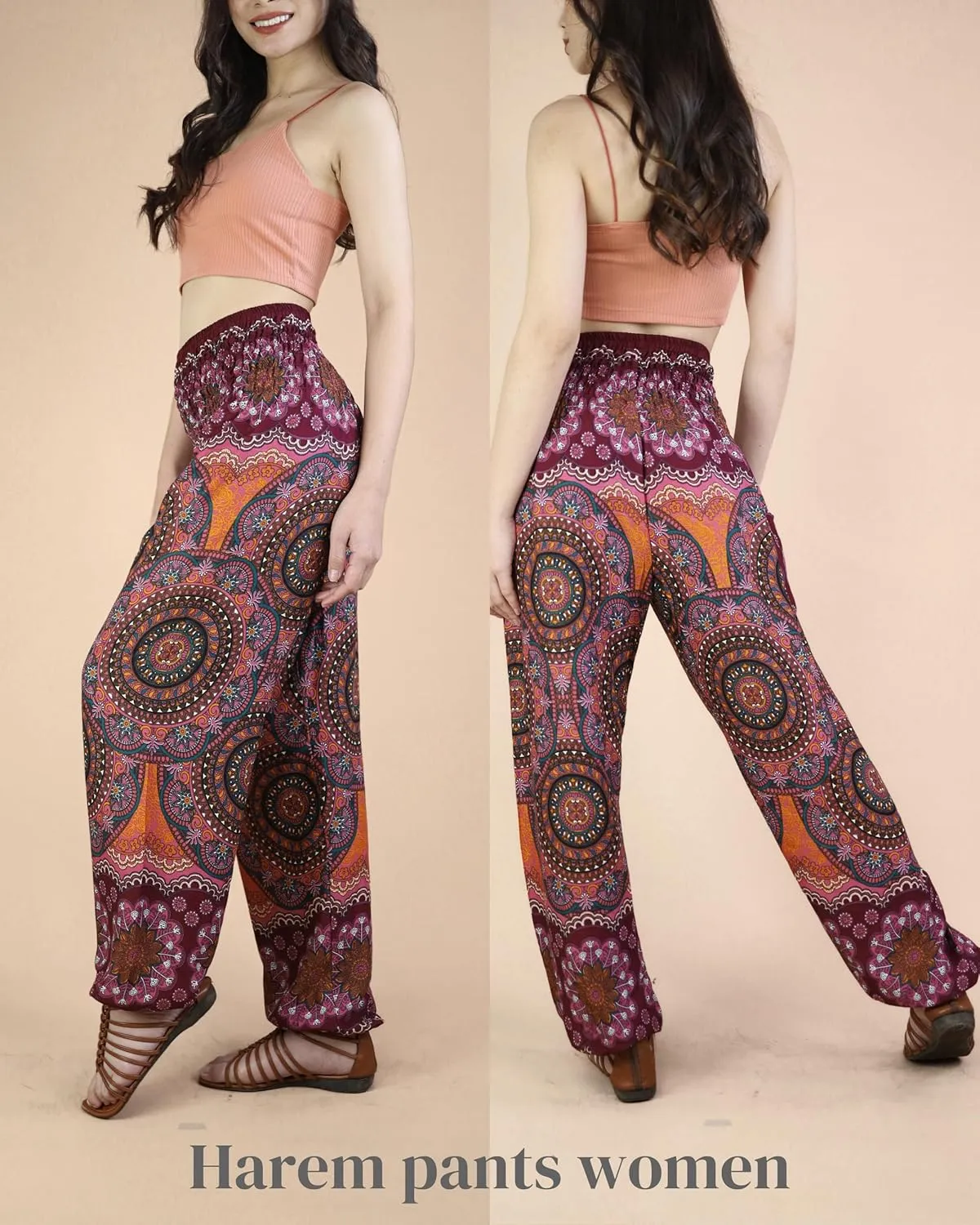 Boho Pants | Harem Pants Women with Pockets | Soft & Breathable Flowy Pajamas | Soft Yoga Pants| Hippie Clothes for Women