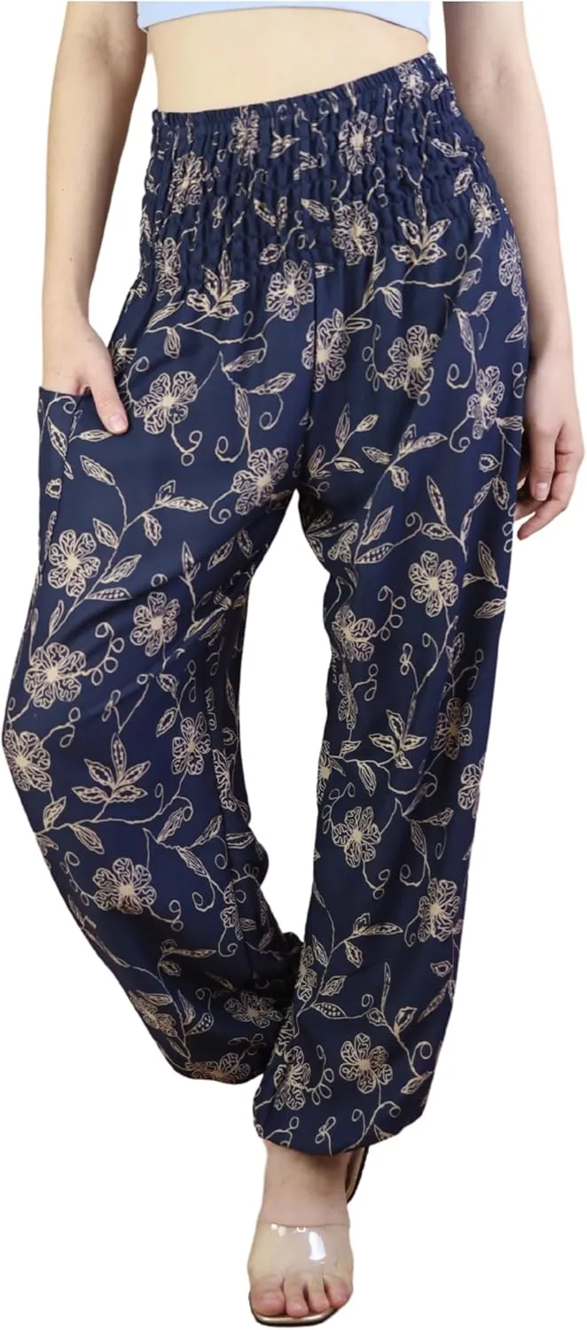 Boho Pants | Harem Pants Women with Pockets | Soft & Breathable Flowy Pajamas | Soft Yoga Pants| Hippie Clothes for Women