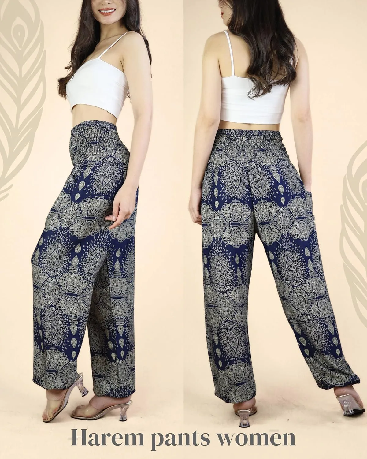 Boho Pants | Harem Pants Women with Pockets | Soft & Breathable Flowy Pajamas | Soft Yoga Pants| Hippie Clothes for Women