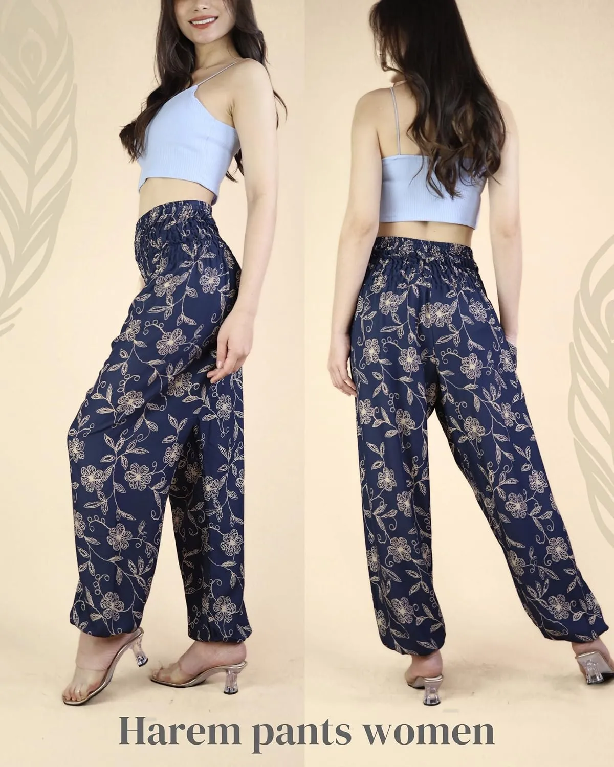 Boho Pants | Harem Pants Women with Pockets | Soft & Breathable Flowy Pajamas | Soft Yoga Pants| Hippie Clothes for Women