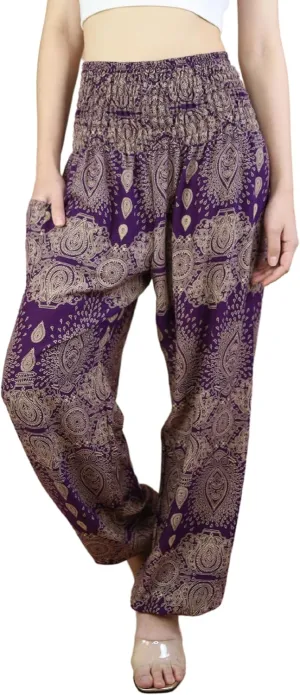 Boho Pants | Harem Pants Women with Pockets | Soft & Breathable Flowy Pajamas | Soft Yoga Pants| Hippie Clothes for Women