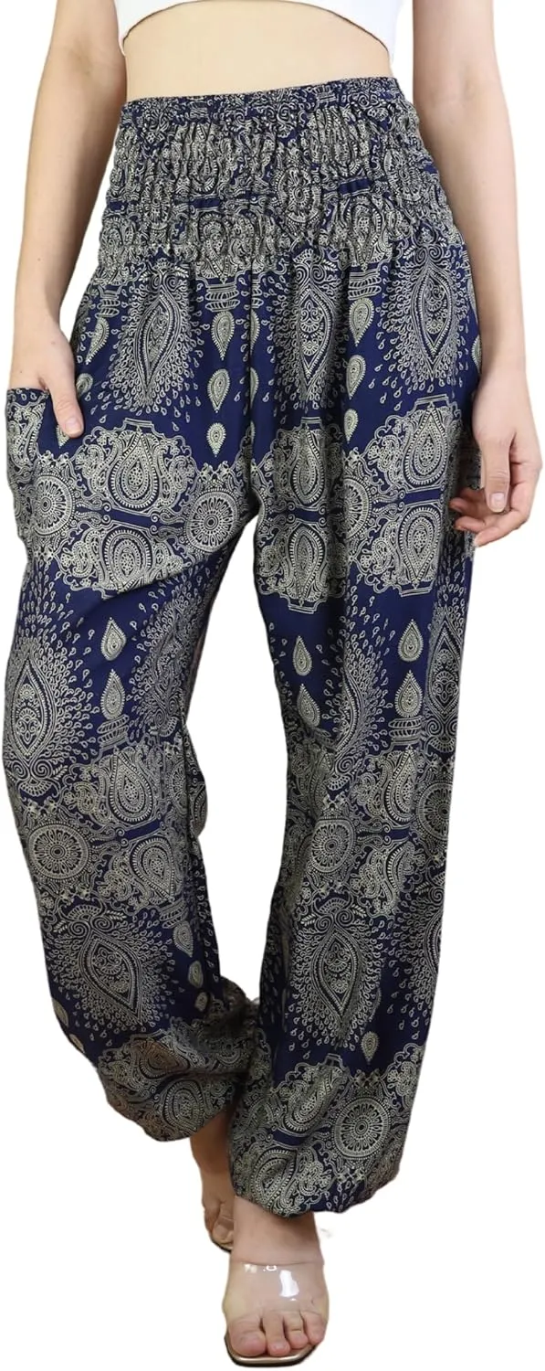 Boho Pants | Harem Pants Women with Pockets | Soft & Breathable Flowy Pajamas | Soft Yoga Pants| Hippie Clothes for Women