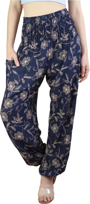 Boho Pants | Harem Pants Women with Pockets | Soft & Breathable Flowy Pajamas | Soft Yoga Pants| Hippie Clothes for Women