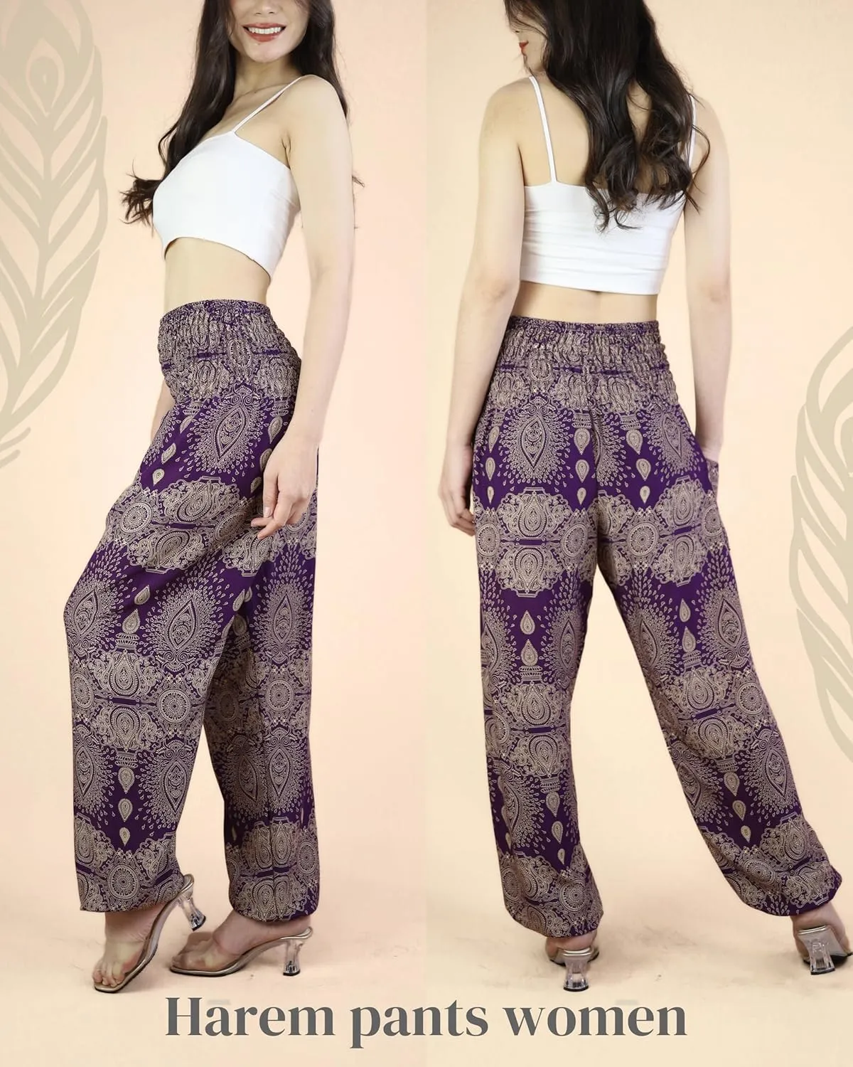 Boho Pants | Harem Pants Women with Pockets | Soft & Breathable Flowy Pajamas | Soft Yoga Pants| Hippie Clothes for Women