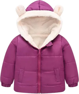 Boys And Girls Middle Children Solid Color Ears Cute Pocket Short Cotton Padded Children's Winter Coats for Tween Girls