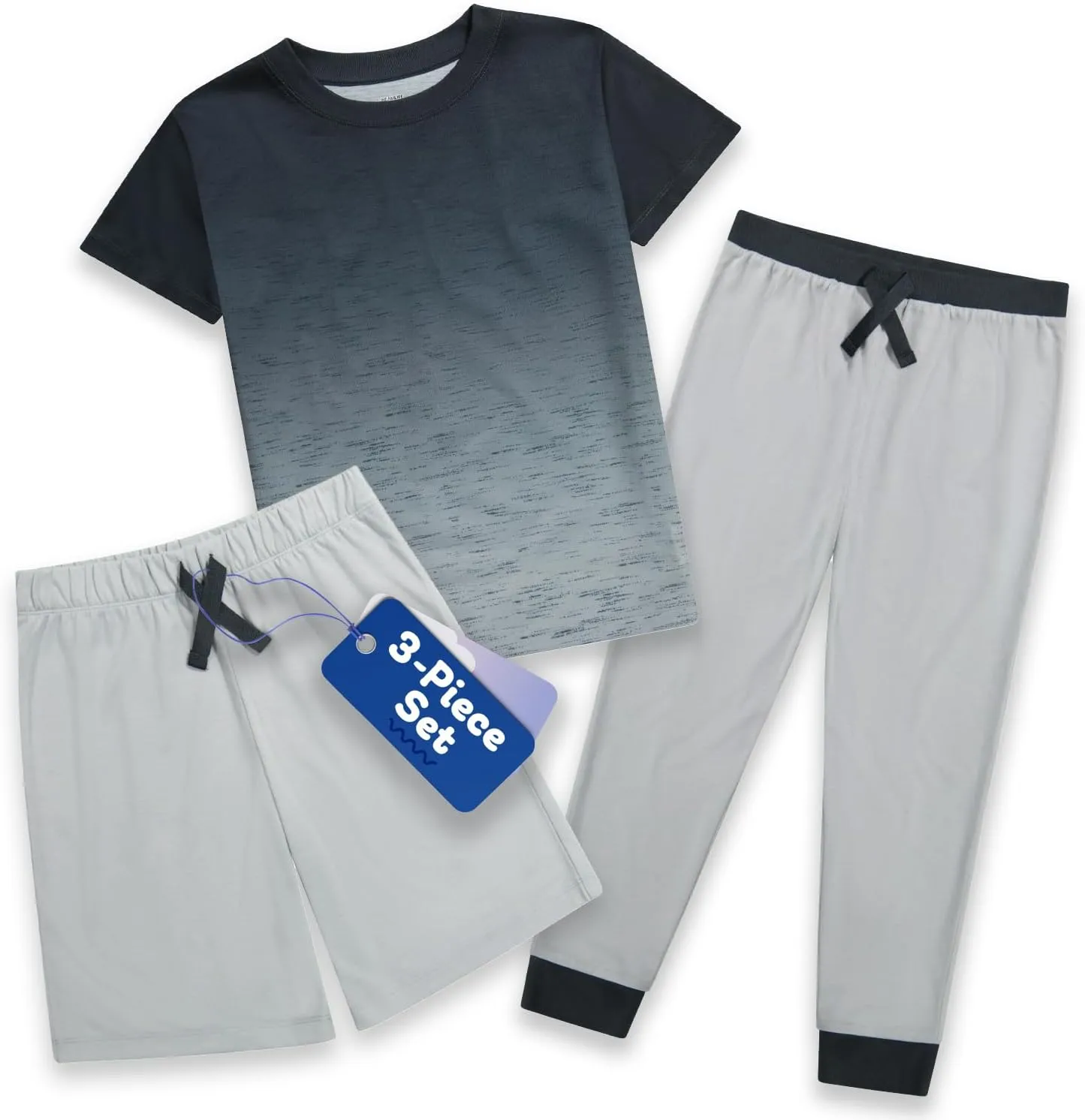 Boys Pajamas Set, 3-Piece Boys Sleepwear Pjs, Loose Fit, Soft, Breathable, Teens and Kids - Size 7-8, 10-12, 14-16