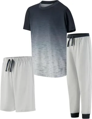 Boys Pajamas Set, 3-Piece Boys Sleepwear Pjs, Loose Fit, Soft, Breathable, Teens and Kids - Size 7-8, 10-12, 14-16