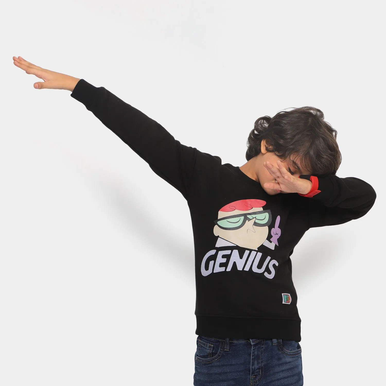 Boys Sweatshirt Cartoon Print- Jet Black