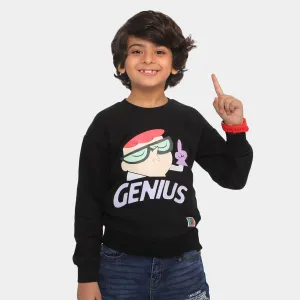 Boys Sweatshirt Cartoon Print- Jet Black