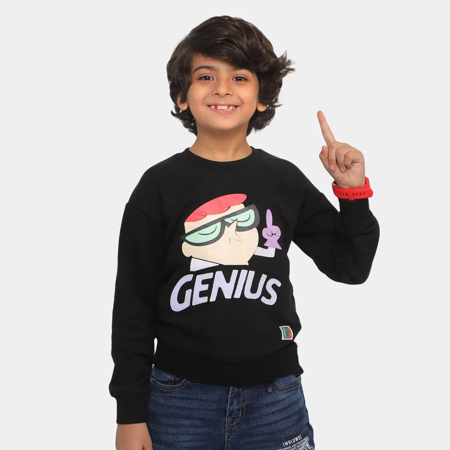 Boys Sweatshirt Cartoon Print- Jet Black