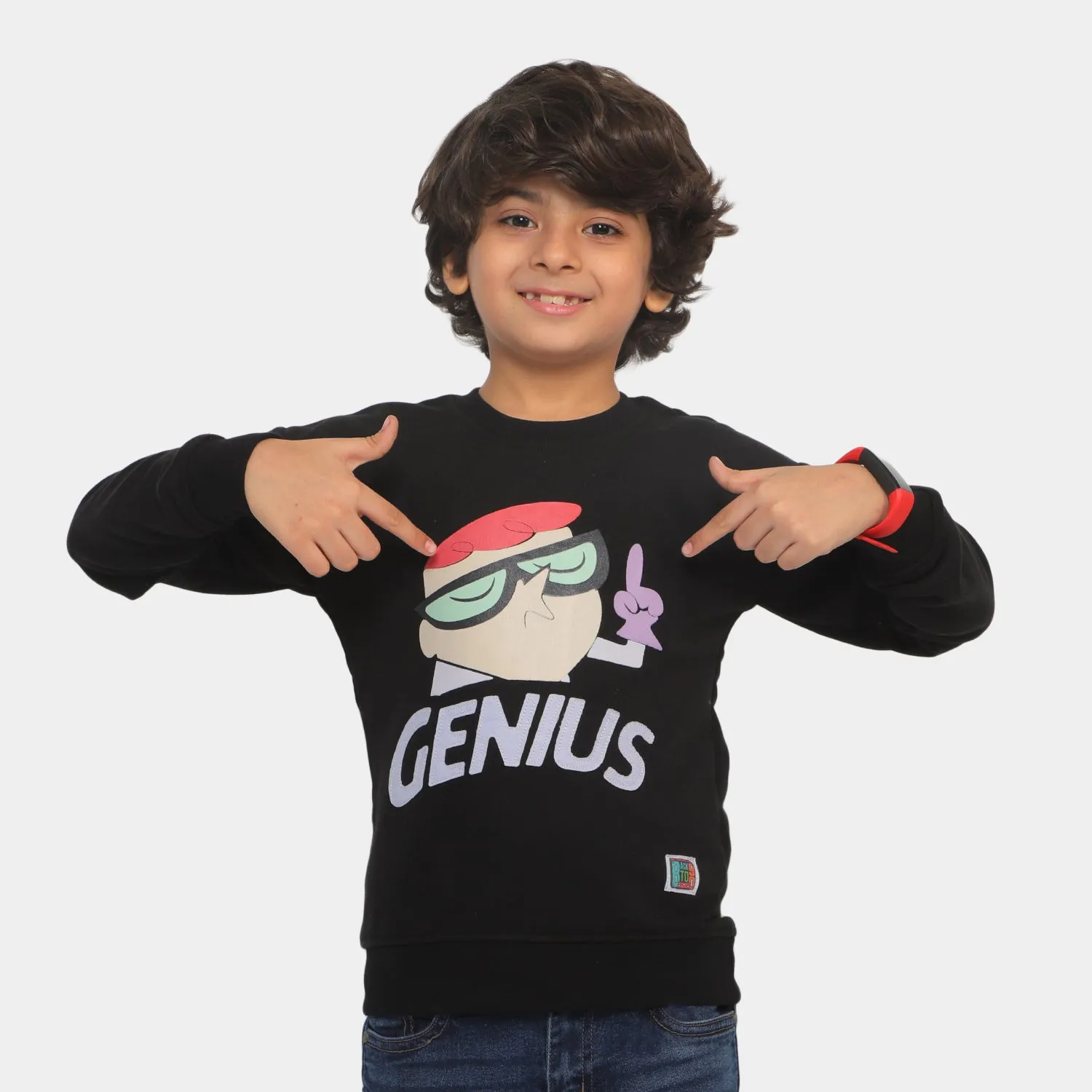 Boys Sweatshirt Cartoon Print- Jet Black