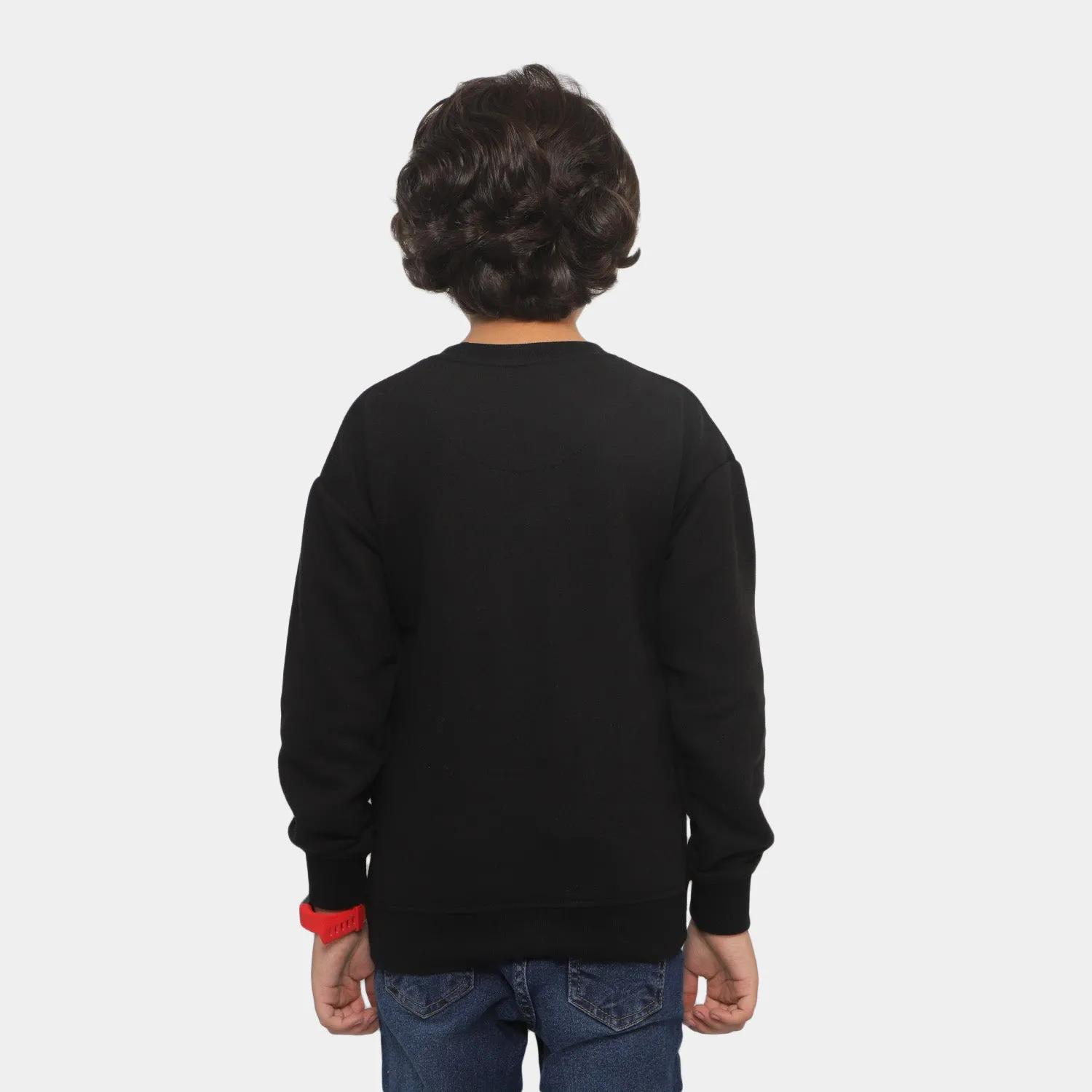 Boys Sweatshirt Cartoon Print- Jet Black