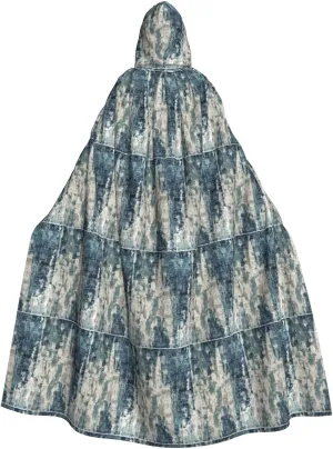 BREAUX Abstract Blue print Halloween Adult Hooded Cloak Cape for Parties Carnival Cosplay Costumes Stage Decorations