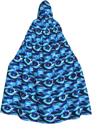 BREAUX Abstract Blue print Halloween Adult Hooded Cloak Cape for Parties Carnival Cosplay Costumes Stage Decorations