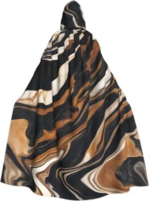 BREAUX Abstract Marble Stone print Halloween Adult Hooded Cloak Cape for Parties Carnival Cosplay Costumes Stage Decorations