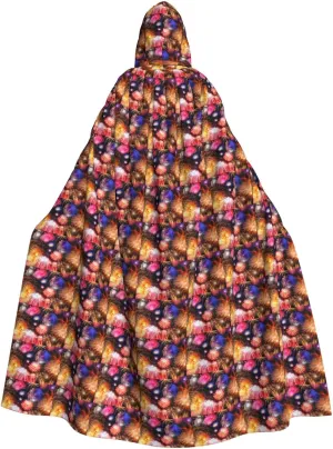 BREAUX Beautiful Fireworks print Halloween Adult Hooded Cloak Cape for Parties Carnival Cosplay Costumes Stage Decorations