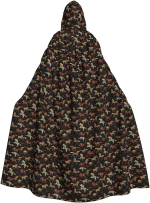BREAUX Brown Horse print Halloween Adult Hooded Cloak Cape for Parties Carnival Cosplay Costumes Stage Decorations