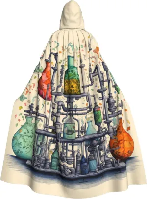 BREAUX Chemistry Print print Halloween Adult Hooded Cloak Cape for Parties Carnival Cosplay Costumes Stage Decorations