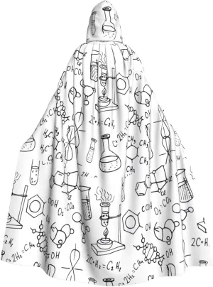 BREAUX Chemistry Print print Halloween Adult Hooded Cloak Cape for Parties Carnival Cosplay Costumes Stage Decorations