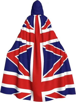 BREAUX English flag print Halloween Adult Hooded Cloak Cape for Parties Carnival Cosplay Costumes Stage Decorations