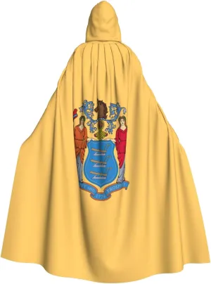 BREAUX Flag of New Jersey print Halloween Adult Hooded Cloak Cape for Parties Carnival Cosplay Costumes Stage Decorations