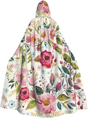 BREAUX flower leaf print Halloween Adult Hooded Cloak Cape for Parties Carnival Cosplay Costumes Stage Decorations