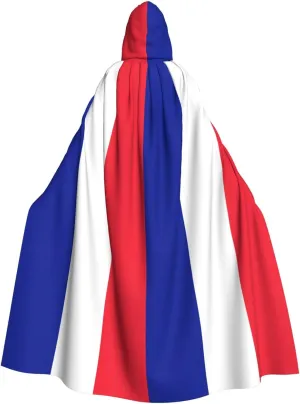 BREAUX French flag print Halloween Adult Hooded Cloak Cape for Parties Carnival Cosplay Costumes Stage Decorations