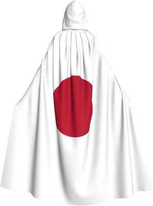 BREAUX Japanese flag print Halloween Adult Hooded Cloak Cape for Parties Carnival Cosplay Costumes Stage Decorations