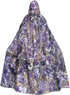 BREAUX marble purple print Halloween Adult Hooded Cloak Cape for Parties Carnival Cosplay Costumes Stage Decorations