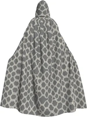 BREAUX Quatrefoil Gray print Halloween Adult Hooded Cloak Cape for Parties Carnival Cosplay Costumes Stage Decorations