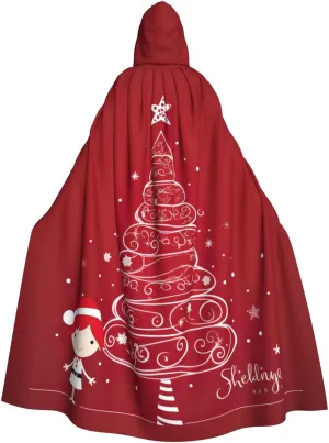 BREAUX red christmas tree print Halloween Adult Hooded Cloak Cape for Parties Carnival Cosplay Costumes Stage Decorations
